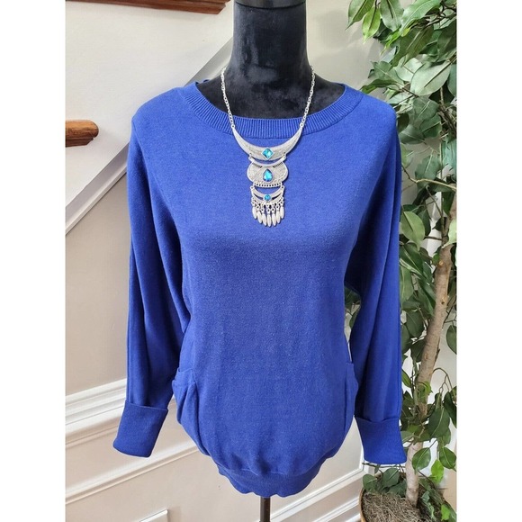 Jack Women's Solid Blue Acrylic Long Sleeve Round Neck Pullover Casual Sweater S - Picture 12 of 12